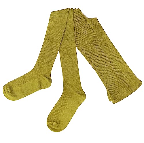 Weri Spezials Damen Strumpfhose aus ökologische Baumwolle, Warme und Modische Rippe Strickstrumpfhose (Senf, 40-42) von Weri Spezials