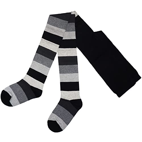 Weri Spezials Damenstrumpfhose Baumwolle - Warm und Modisch - in verschiedenen Muster- und Farbvariationen. (38-40, Schwarz-Grau Blockringel) von Weri Spezials