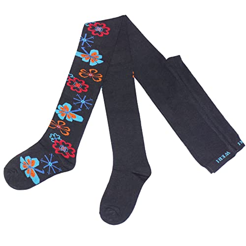 Weri Spezials Damenstrumpfhose Baumwolle - Warm und Modisch - in verschiedenen Muster- und Farbvariationen. (40-42, Grau Schmetterlinge) von Weri Spezials