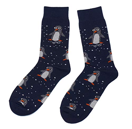 WERI SPEZIALS Frohe Weihnachten Damen Socken mit lustigen festlichen Weihnachtsmotiven! In mehreren Mustern- und Farbvariationen! (39-42, Marine Pinguine) von WERI SPEZIALS