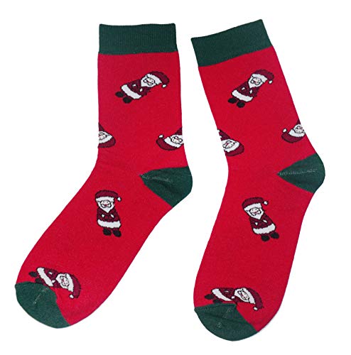 Weri Spezials Frohe Weihnachten Herren Socken aus Baumwolle mit lustigen Weihnachtsmotiven (43-46, Rot Weihnachtsmann) von Weri Spezials