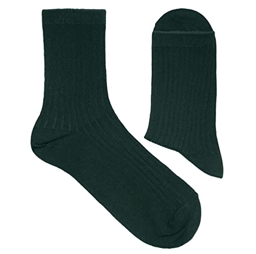 WERI SPEZIALSHerren Casual Business Funny Socken Rippe aus Baumwolle in mehreren Natur Farben. (43-46, Nadelgrün) von Weri Spezials