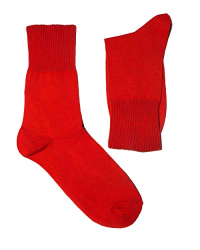 Weri Spezials Herren Gesundheitssocken Diabetiker Socken in 20 modern uni Farben, mit dem weichen Rand ohne Gummi (43-46, Rot) von Weri Spezials