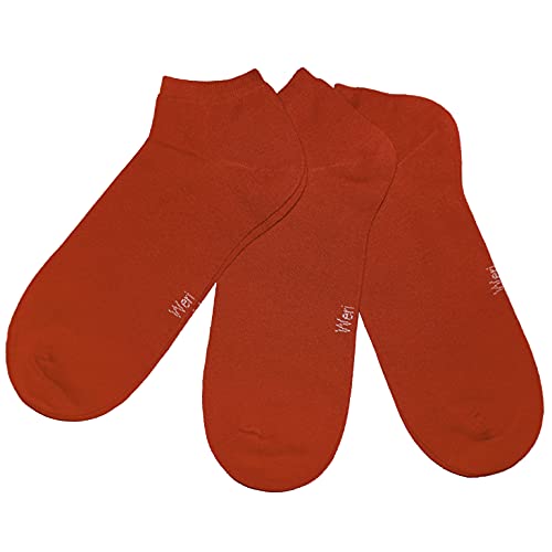 Weri Spezials Herren Sneaker Socken 3-er Pack Baumwolle Sneakersocken 3 Set Uni Glatt (as3, numeric, numeric_43, numeric_46, regular, regular, Chili Uni 3er) von Weri Spezials