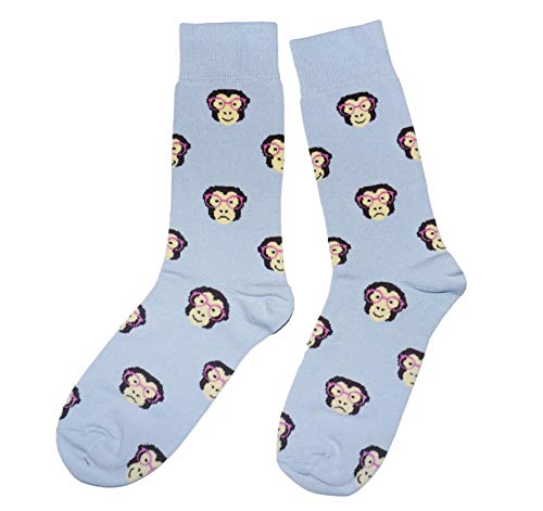 Weri Spezials Herren Socken Business Casual Funny Socken in modischen lustigen Muster und Farbvariationen Baumwolle (39-42, Hellblau Affe) von Weri Spezials