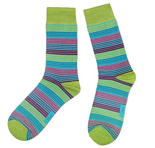 Weri Spezials Herren Socken Business Casual Funny Socken in modischen lustigen Muster und Farbvariationen Baumwolle (39-42, Kiwi Bunte Ringel) von Weri Spezials