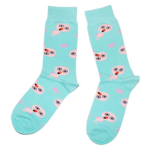 Weri Spezials Herren Socken Business Casual Funny Socken in modischen lustigen Muster und Farbvariationen Baumwolle (39-42, Mint Flamingo) von Weri Spezials