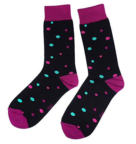 Weri Spezials Herren Socken Business Casual Funny Socken in modischen lustigen Muster und Farbvariationen Baumwolle (43-46, Schwarz-Violett Punkte) von Weri Spezials