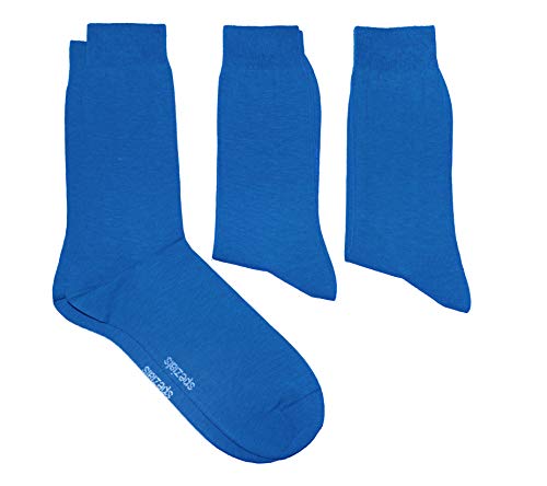 WERI SPEZIALS Herren Socken in 3er Pack - mehrere tolle Farben - mit Komfortbund aus Baumwolle. Für Business und Freizeit. (43-46, Blau Uni) von WERI SPEZIALS