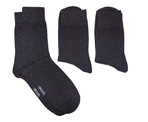 WERI SPEZIALS Herren Socken in 3er Pack - mehrere tolle Farben - mit Komfortbund aus Baumwolle. Für Business und Freizeit. (43-46, Dunkelgrau Uni) von WERI SPEZIALS