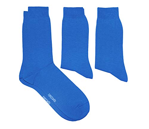 WERI SPEZIALS Herren Socken in 3er Pack - mehrere tolle Farben - mit Komfortbund aus Baumwolle. Für Business und Freizeit. (43-46, Meeresblau Uni) von WERI SPEZIALS