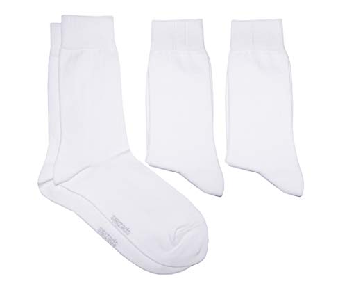 WERI SPEZIALS Herren Socken in 3er Pack - mehrere tolle Farben - mit Komfortbund aus Baumwolle. Für Business und Freizeit. (43-46, Weiß Uni) von WERI SPEZIALS