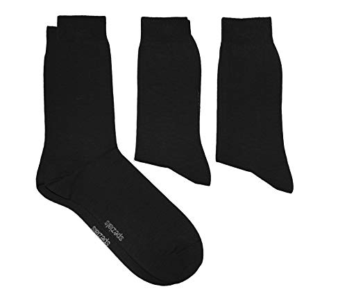 WERI SPEZIALS Herren Socken in 3er Pack - mehrere tolle Farben - mit Komfortbund aus Baumwolle. Für Business und Freizeit. (47-48, Schwarz Uni) von WERI SPEZIALS