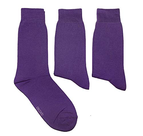 WERI SPEZIALS Herren Socken in 3er Pack mit Komfortbund Baumwolle Business und Freizeit (43-46, Lila Uni) von WERI SPEZIALS