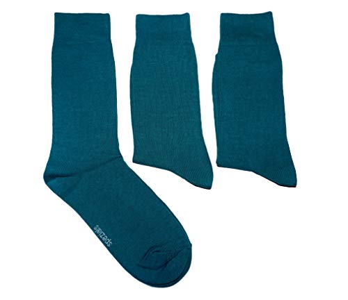 WERI SPEZIALS Herren Socken in 3er Pack mit Komfortbund Baumwolle Business und Freizeit (43-46, Petrol Uni) von WERI SPEZIALS