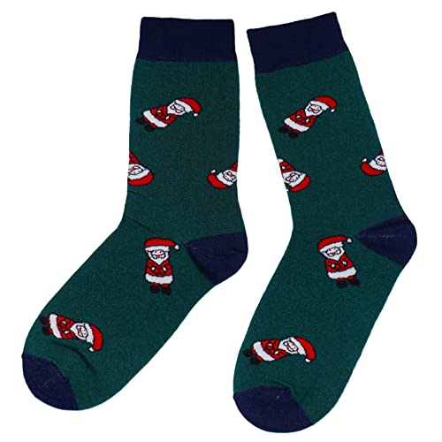 Weri Spezials Herren Weihnachtssocken aus Baumwolle - Bunte Socken mit Weihnachtsmotiven, lustige Weihnachten Geschenke (Dunkelgrün Weihnachtsmann, 43-46) von Weri Spezials