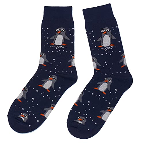 Weri Spezials Herren Weihnachtssocken aus Baumwolle - Bunte Socken mit Weihnachtsmotiven, lustige Weihnachten Geschenke (Marine Pinguine, 39-42) von Weri Spezials