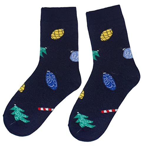 Weri Spezials Herren Weihnachtssocken aus Baumwolle - Bunte Socken mit Weihnachtsmotiven, lustige Weihnachten Geschenke (Marine Tannenschmuck, 43-46) von Weri Spezials