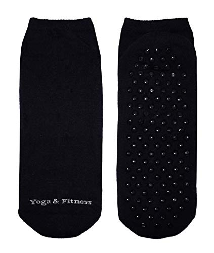 Weri Spezials Herren Yoga und Fitness Sport Stoppersocken in 7 Farben, Noppensocken Anti-Rutsch, ABS Socken (43-46, Schwarz) von Weri Spezials