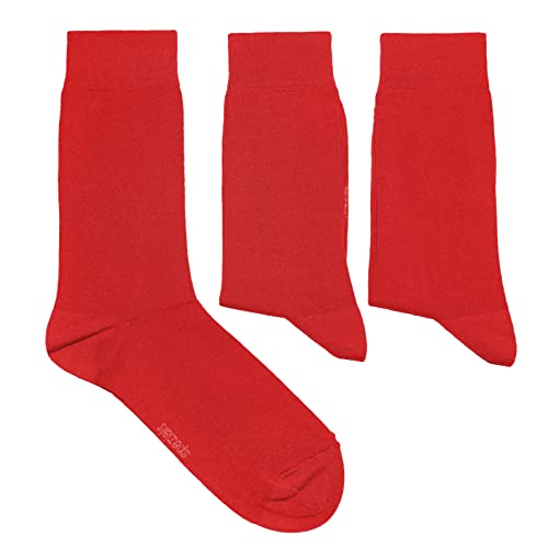 Weri Spezials Herrensocken Baumwolle einfarbig 3-Pack Business Casual Basic für jeden Tag in vielen tollen Farben Uni (39-42, Rot) von Weri Spezials