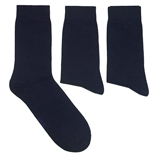 Weri Spezials Herrensocken Baumwolle einfarbig 3-Pack Business Casual Basic für jeden Tag in vielen tollen Farben Uni (43-46, Marine) von Weri Spezials