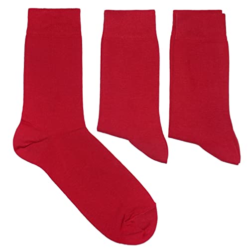 Weri Spezials Herrensocken Baumwolle einfarbig 3-Pack Business Casual Basic für jeden Tag in vielen tollen Farben Uni (43-46, Rubin) von Weri Spezials