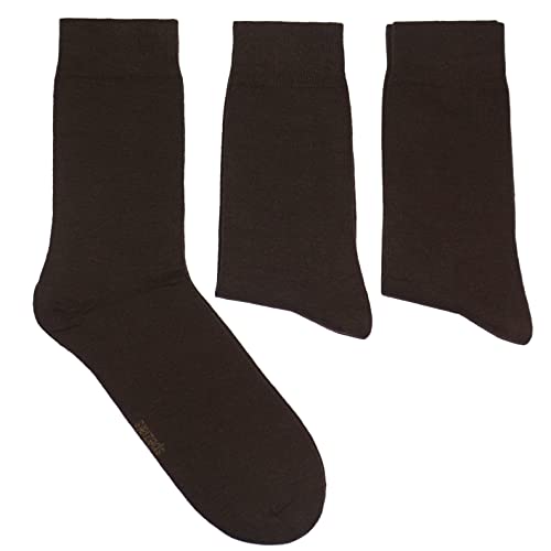 Weri Spezials Herrensocken Baumwolle einfarbig 3-Pack Business Casual Basic für jeden Tag in vielen tollen Farben Uni (43-46, Schoko) von Weri Spezials