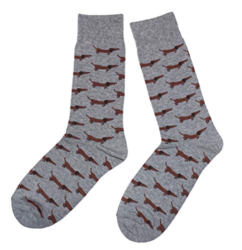 Weri Spezials Herrensocken Business Casual Funny Socken in modischen lustigen Muster- und Farbvariationen mit hohem Baumwollanteil. (39-42, Grau Dackel) von Weri Spezials