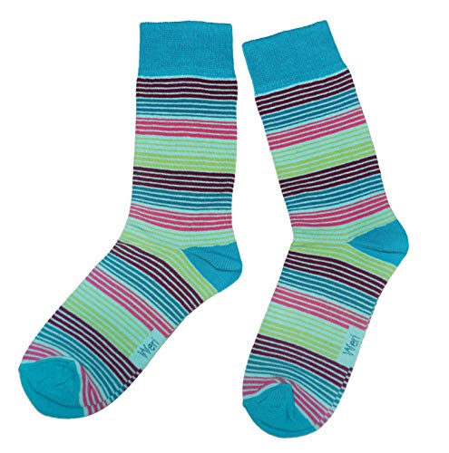 Weri Spezials Herrensocken Business Casual Funny Socken in modischen lustigen Muster- und Farbvariationen mit hohem Baumwollanteil. (39-42, Laguna Bunte Ringel) von Weri Spezials