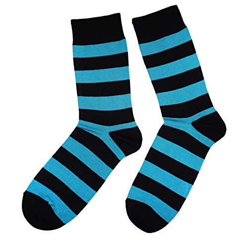 Weri Spezials Herrensocken Business Casual Funny Socken in modischen lustigen Muster- und Farbvariationen mit hohem Baumwollanteil. (39-42, Schwarz-Blau Blockringel) von Weri Spezials