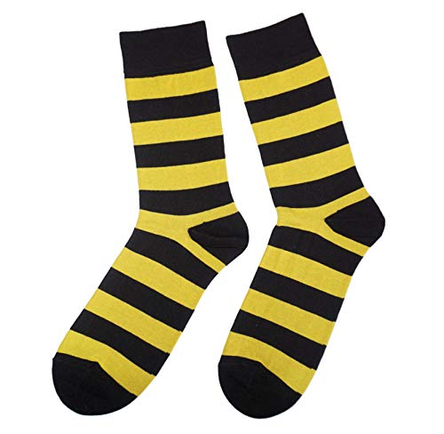 Weri Spezials Herrensocken Business Casual Funny Socken in modischen lustigen Muster- und Farbvariationen mit hohem Baumwollanteil. (39-42, Schwarz-Gelb Blockringel) von Weri Spezials