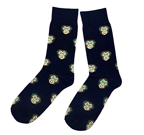 Weri Spezials Herrensocken Business Casual Funny Socken in modischen lustigen Muster- und Farbvariationen mit hohem Baumwollanteil. (43-46, Marine Affe) von Weri Spezials