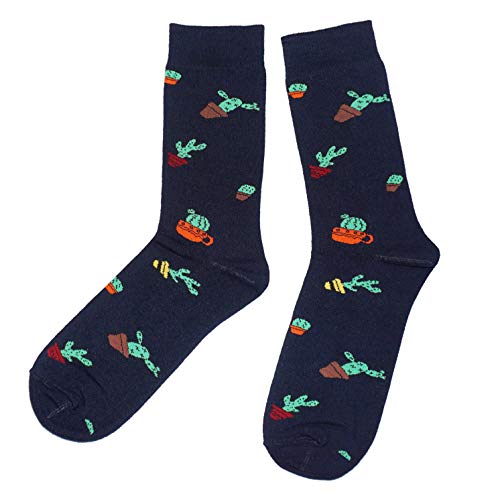 Weri Spezials Herrensocken Business Casual Funny Socken in modischen lustigen Muster- und Farbvariationen mit hohem Baumwollanteil. (43-46, Marine Kaktus) von Weri Spezials