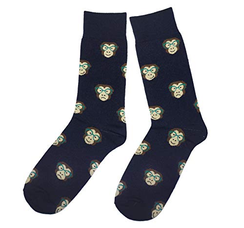 Weri Spezials Herrensocken Business Casual Funny Socken in modischen lustigen Muster- und Farbvariationen mit hohem Baumwollanteil. (43-46, Schwarz-Grün Affe) von Weri Spezials