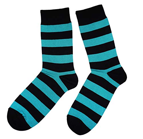 Weri Spezials Herrensocken Business Casual Funny Socken in modischen lustigen Muster- und Farbvariationen mit hohem Baumwollanteil. (43-46, Schwarz-Türkis Blockringel) von Weri Spezials