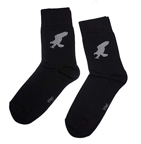 Weri Spezials Herrensocken Business Casual Funny Socken mit klassischen Muster- und Farbvariationen mit hohem Baumwollanteil. (39-42, Schwarz Adler) von Weri Spezials