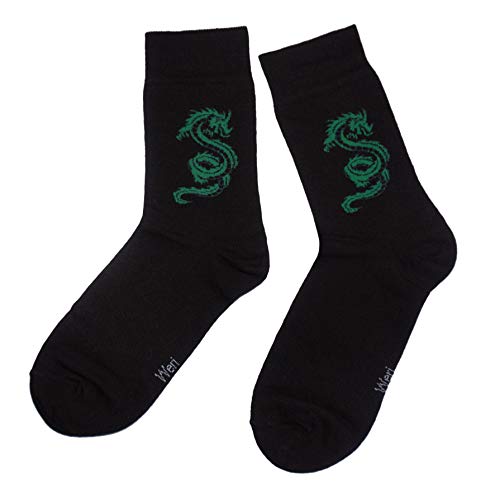 Weri Spezials Herrensocken Business Casual Funny Socken mit klassischen Muster- und Farbvariationen mit hohem Baumwollanteil. (39-42, Schwarz Drache) von Weri Spezials