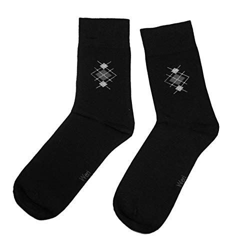 Weri Spezials Herrensocken Business Casual Funny Socken mit klassischen Muster- und Farbvariationen mit hohem Baumwollanteil. (43-46, Schwarz Nr6 Rhombe) von Weri Spezials