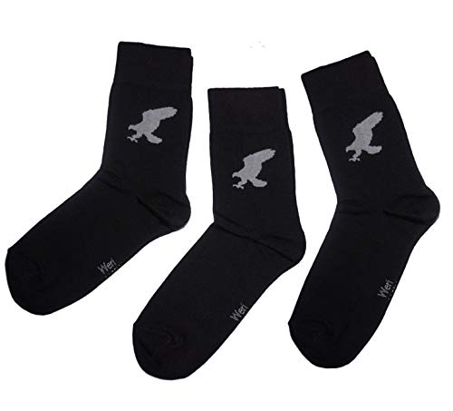 Weri Spezials Herrensocken im 3er Set Business Casual Funny und Klassische Muster- und Farbvariationen mit hohem Baumwollanteil. (39-42, Schwarz Adler) von Weri Spezials