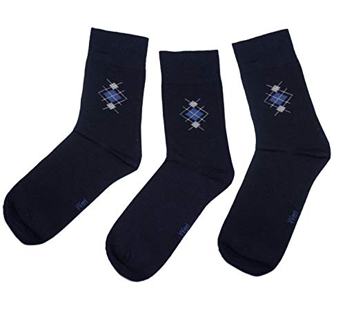 Weri Spezials Herrensocken im 3er Set Business Casual Funny und Klassische Muster- und Farbvariationen mit hohem Baumwollanteil. (43-46, Marine Rhombe) von Weri Spezials