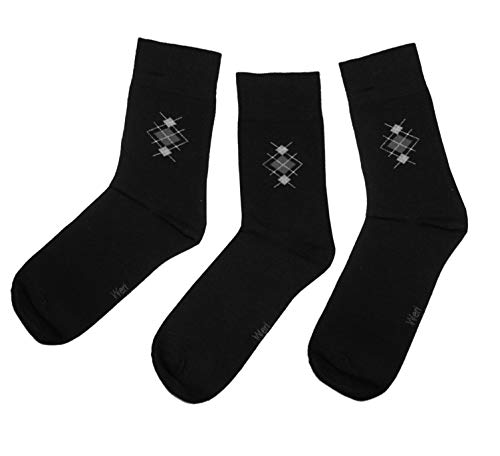 Weri Spezials Herrensocken im 3er Set Business Casual Funny und Klassische Muster- und Farbvariationen mit hohem Baumwollanteil. (43-46, Schwarz Rhombe) von Weri Spezials