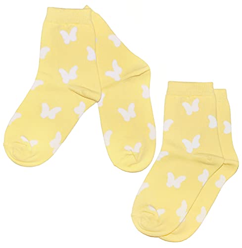 Weri Spezials Kinder Socken Baumwolle für Mädchen im Doppelpack mit mehreren Designs (23-26, Vanille Schmetterlinge 2er) von Weri Spezials