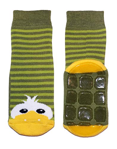 Weri Spezials Kinder Stoppersocken aus Baumwolle, Non-Slip Rutschfeste ABS Baby Socken für Mädchen und Jungen mit Enten Motiv (as3, numeric, numeric_27, numeric_30, regular, Grün) von Weri Spezials