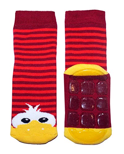 Weri Spezials Kinder Stoppersocken aus Baumwolle, Non-Slip Rutschfeste ABS Baby Socken für Mädchen und Jungen mit Enten Motiv (as3, numeric, numeric_31, numeric_34, regular, Rubin) von Weri Spezials