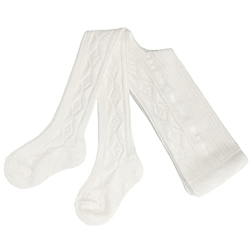 Weri Spezials Kinder Strickstrumpfhose aus ökologische Baumwolle Tracht Rustikal Kinderstrumpfhose mit dem gestrickten Zopfmuster (as3, numeric, numeric_98, numeric_104, regular, Creme Rhombe) von Weri Spezials
