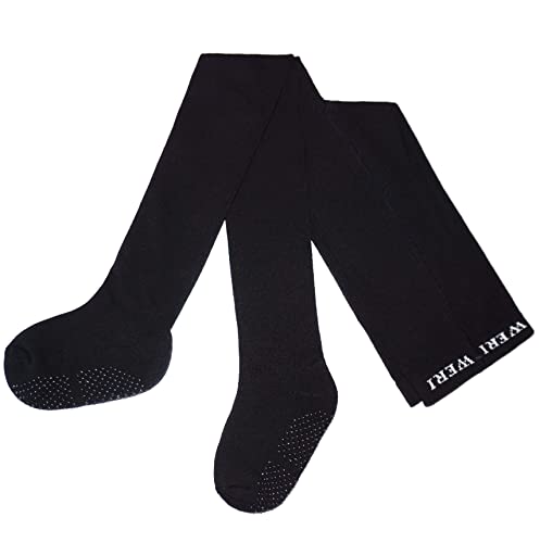 Weri Spezials Baby und Kinder Krabbelstrumpfhose mit ABS Beschichtung für Mädchen und Jungen Uni Glatt in tollen Farben (92-98, Schwarz) von Weri Spezials