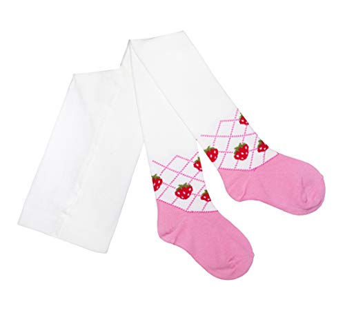 Weri Spezials Kinderstrumpfhosen Baby und Kinder Strumpfhose für Mädchen Erdbeeren Zeit mehrere Muster (98-104, Creme) von Weri Spezials