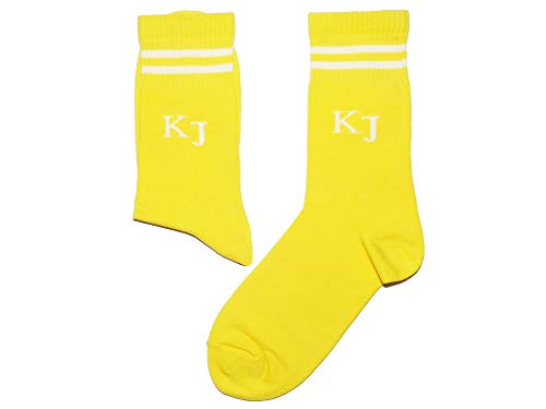 Weri Spezials Klassische Damen Socken mit modischen Designs! In mehreren Mustern- und Farbvariationen! (39-42, Gelb-Creme mit Logo) von Weri Spezials
