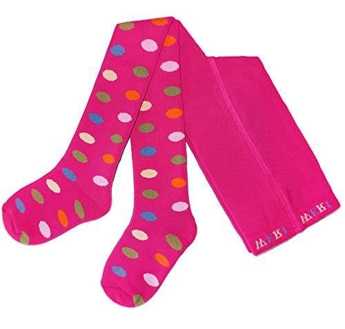 Weri Spezials Plüsch Thermo Kinderstrumpfhose aus Baumwolle, Warm Frottee Strumpfhose für Baby und Kinder Unisex (as3, numeric, numeric_110, numeric_116, regular, Pink Punkte) von Weri Spezials