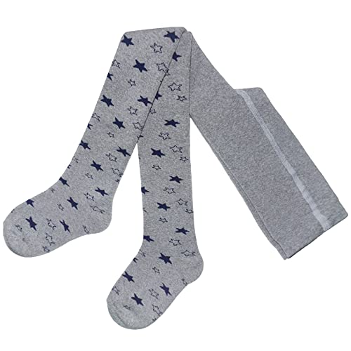 Weri Spezials Plüsch Thermo Kinderstrumpfhose aus Baumwolle, Warm Frottee Strumpfhose für Baby und Kinder Unisex (as3, numeric, numeric_98, numeric_104, regular, Grau Sterne) von Weri Spezials